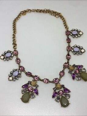 Gold-Tone Pink & Lavender Multi-Stone Statement Necklace